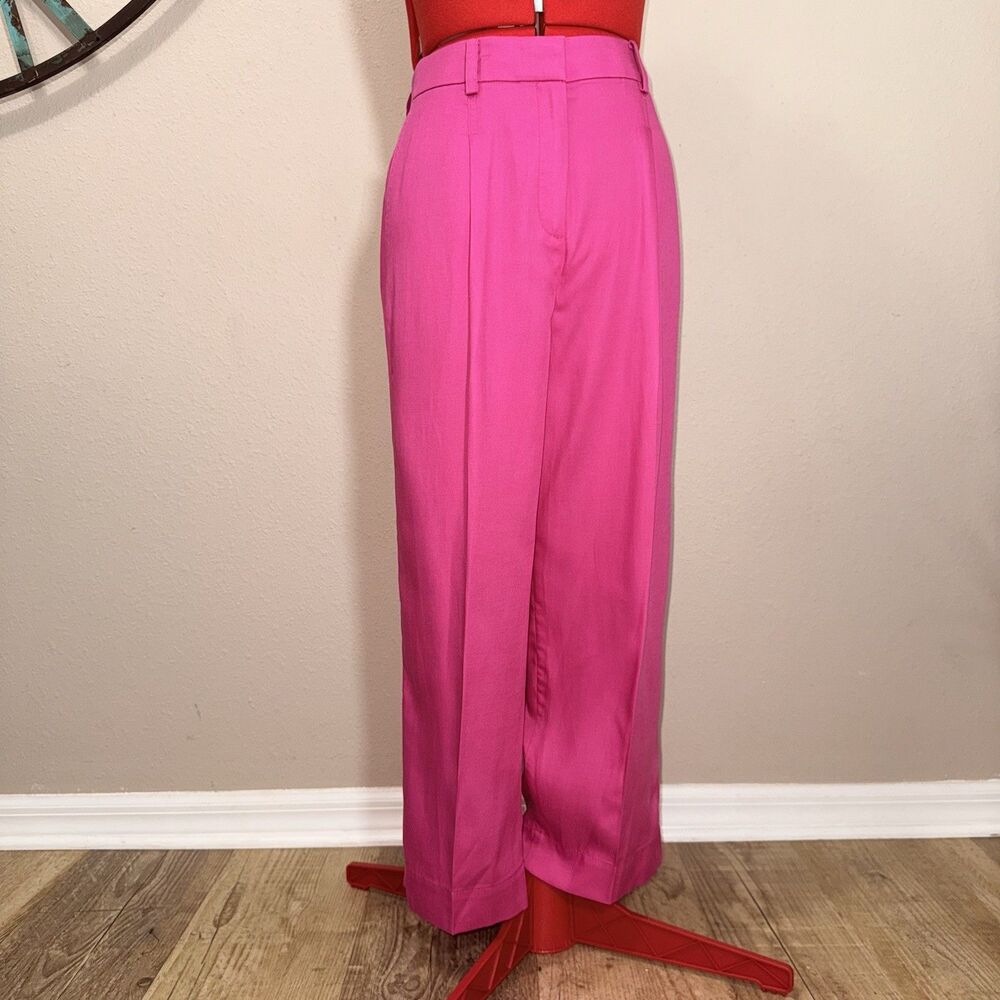 Ann Taylor Petite Cropped Pants Size 6P NWT Magenta Pleated Wide Leg